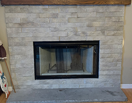 After Installation of a Factory Built Fireplace – Brick