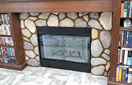 After Installation of a Factory Built Fireplace – Stone