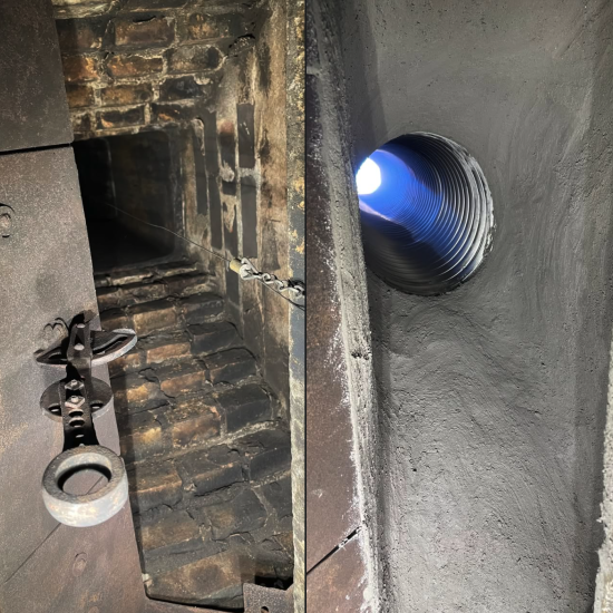 CHIMNEY RELINE BEFORE AND AFTER