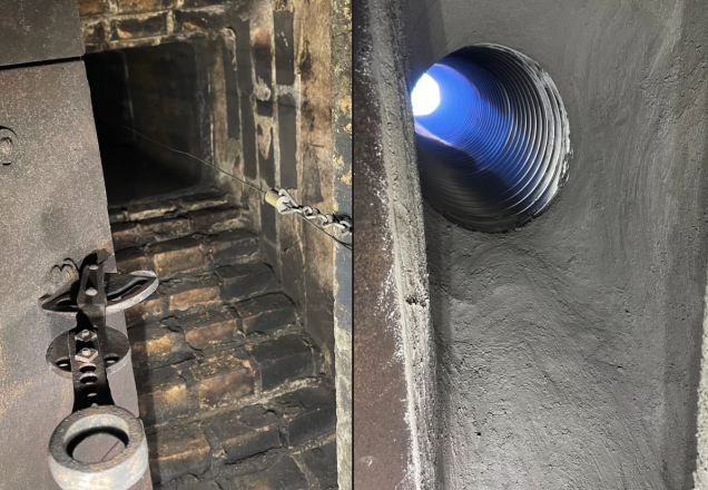 CHIMNEY RELINE BEFORE AND AFTER